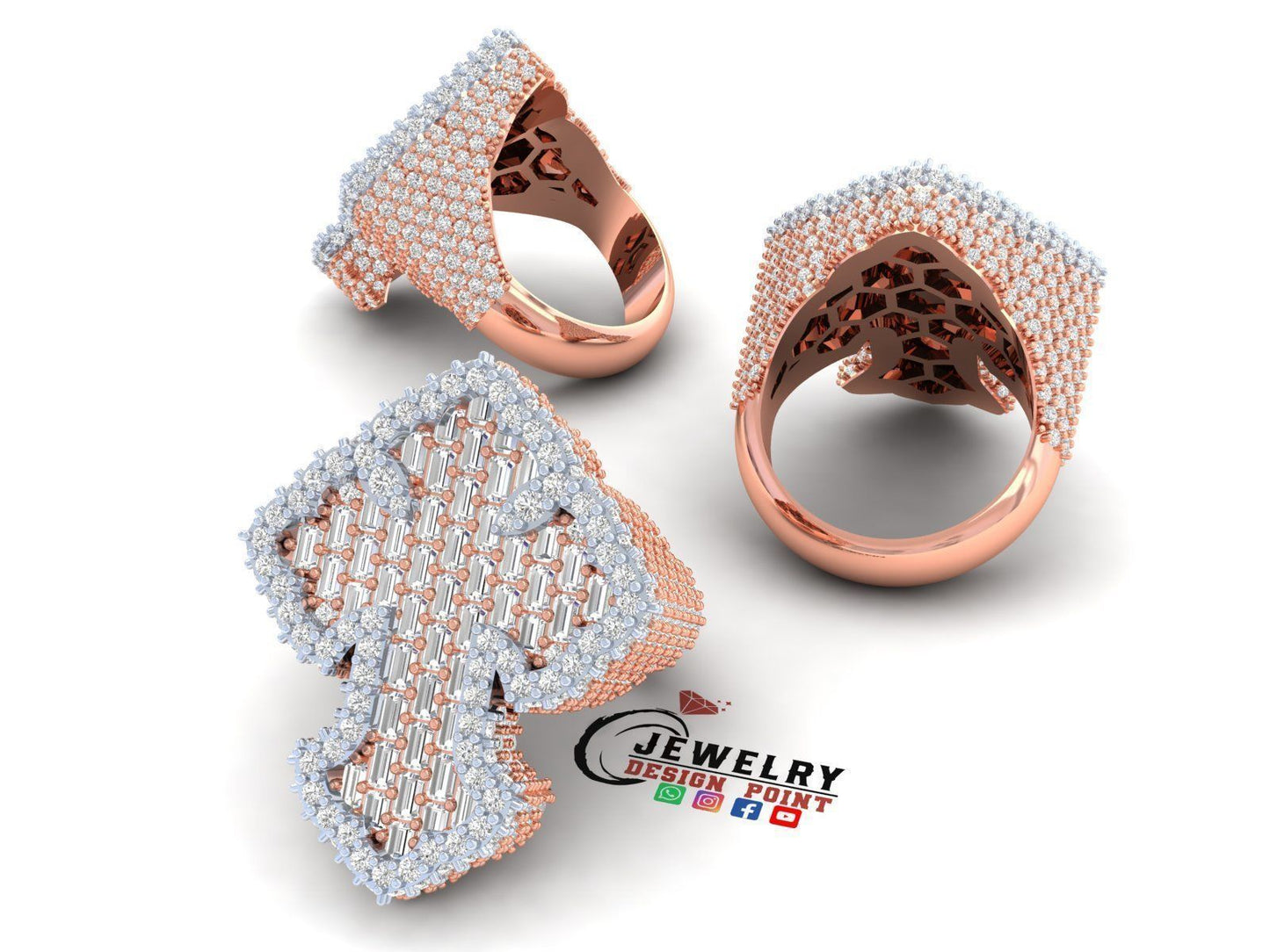 Custom Chrome Hearts Cross Diamond Ring - Crucifixion Cross