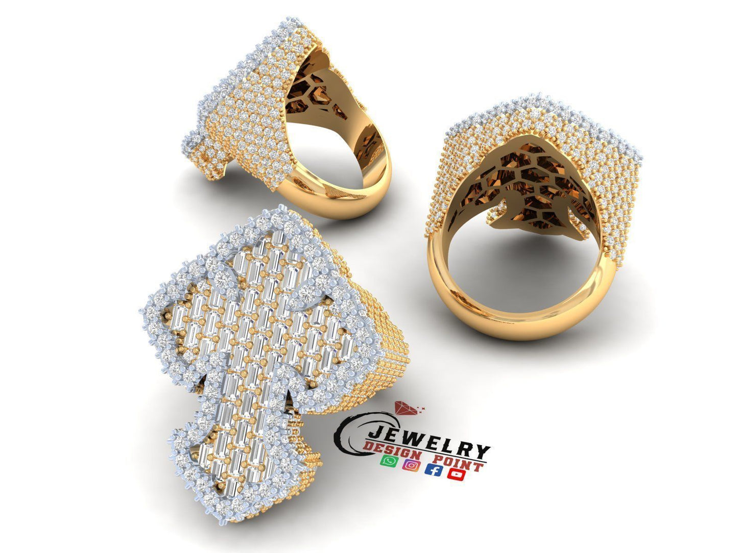 Custom Chrome Hearts Cross Diamond Ring - Crucifixion Cross