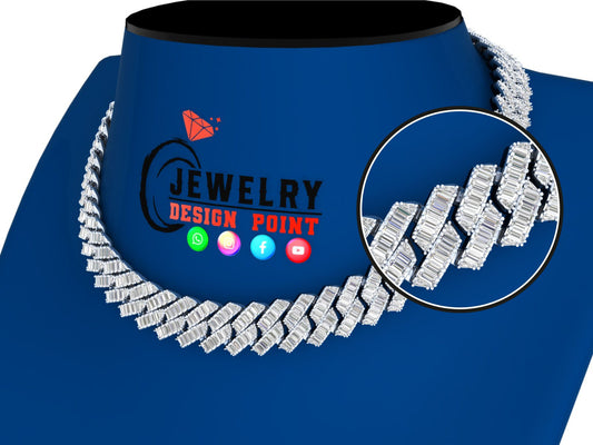 13mm Custom Cuban Diamond Chain - Baguettes Chain - Miami Link 22"
