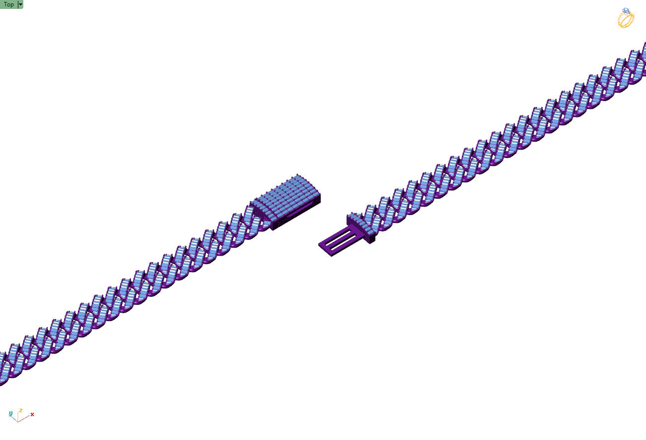 13mm Custom Cuban Diamond Chain - Baguettes Chain - Miami Link 22"