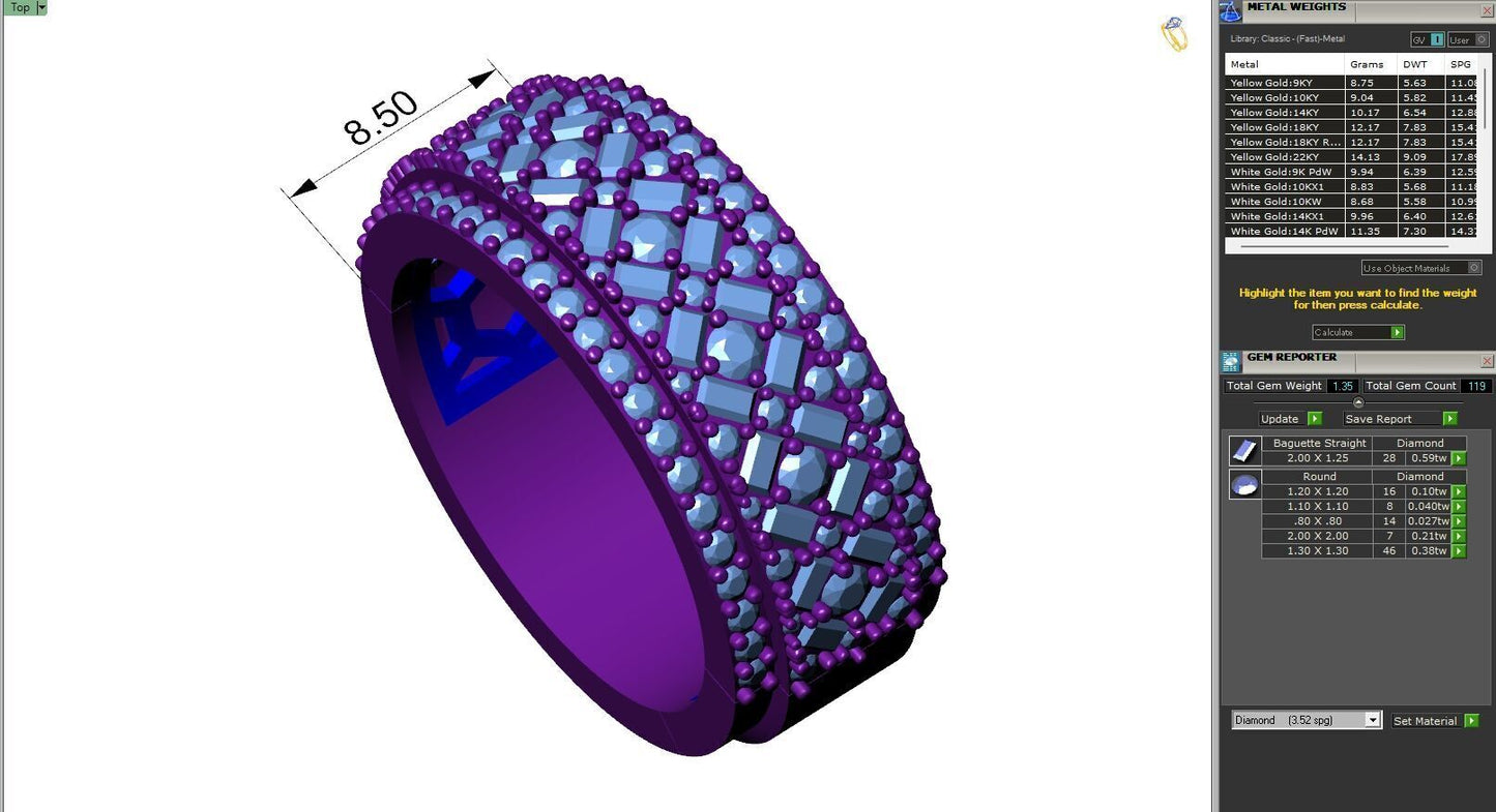 Custom Diamond Ring - Baguette And Round Cross Cross Ring