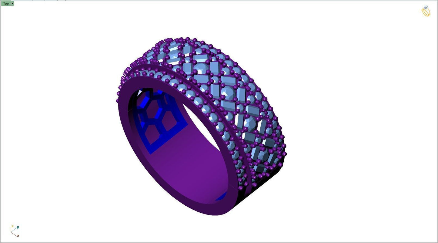 Custom Diamond Ring - Baguette And Round Cross Cross Ring