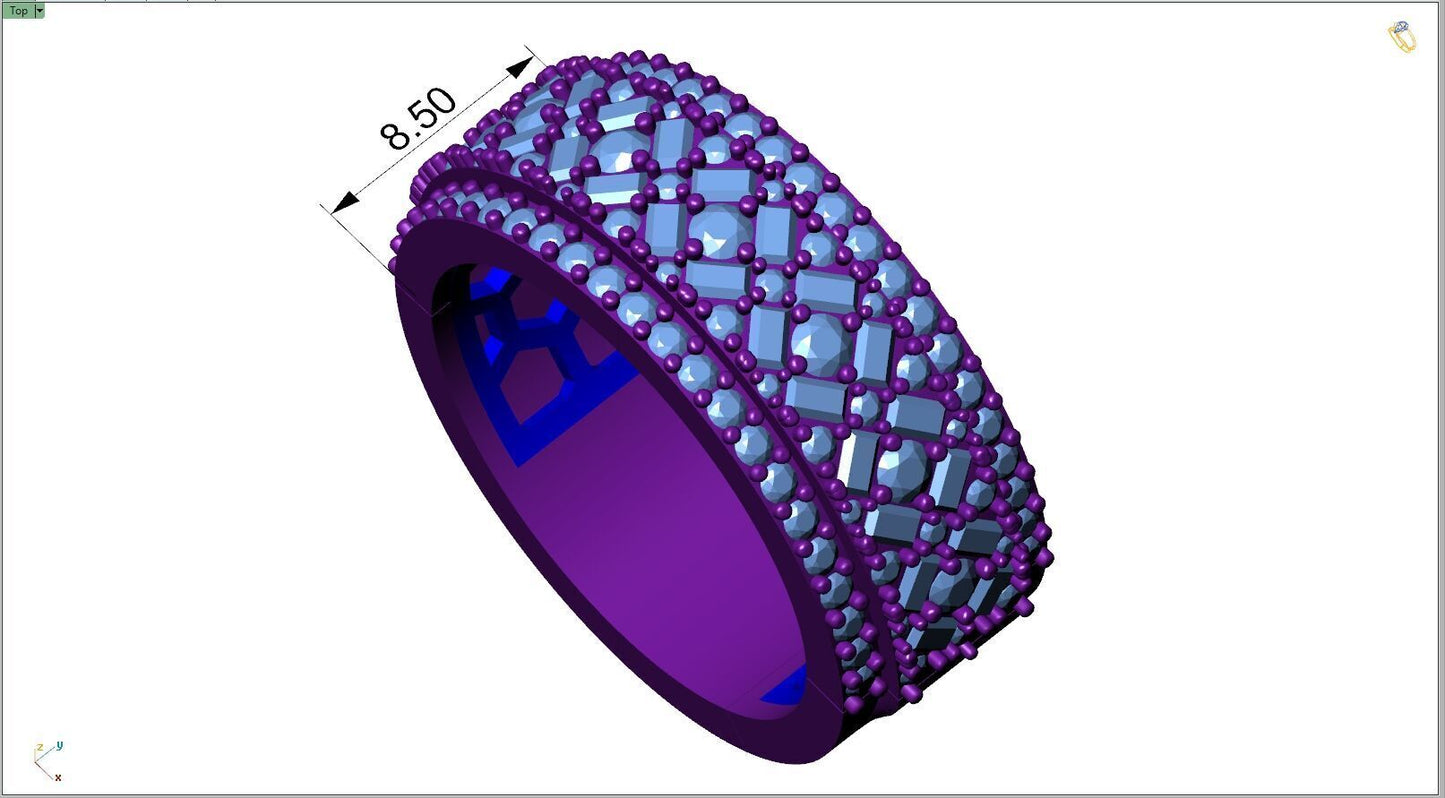 Custom Diamond Ring - Baguette And Round Cross Cross Ring