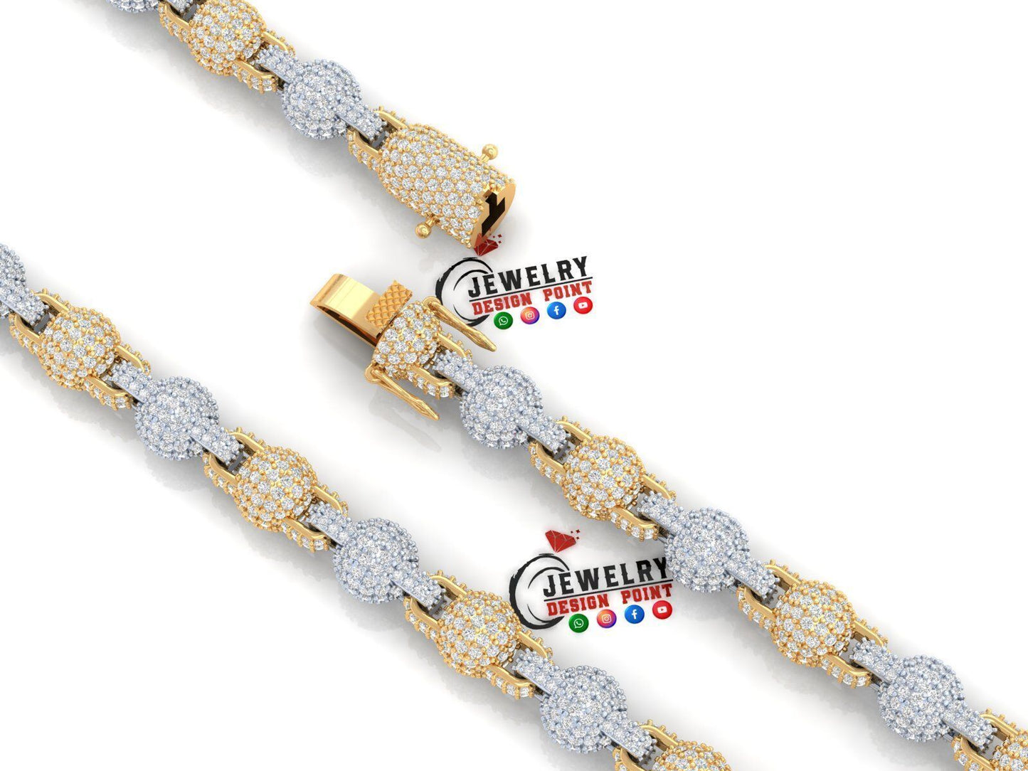 8MM Custom Sphere Ball Diamond Chain - Ball Chain Link 24"