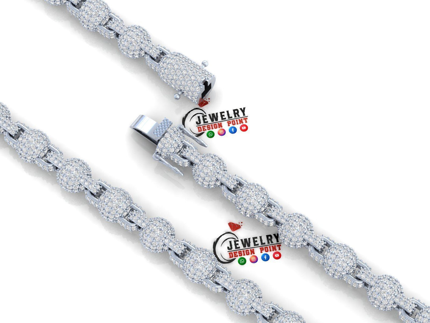 8MM Custom Sphere Ball Diamond Chain - Ball Chain Link 24"