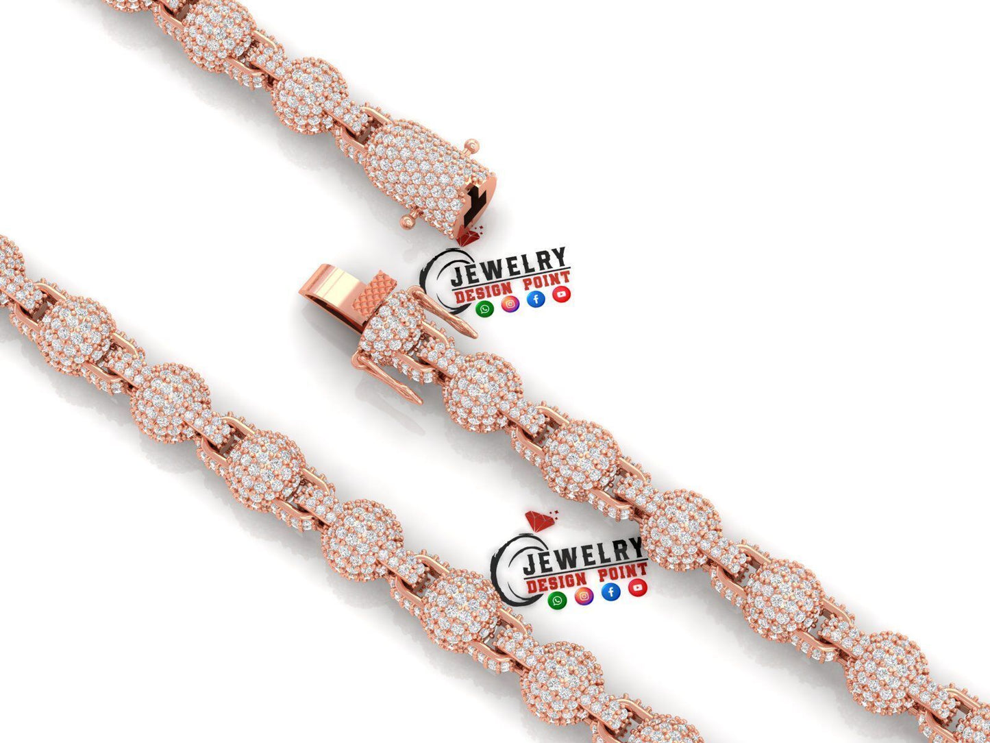 8MM Custom Sphere Ball Diamond Chain - Ball Chain Link 24"