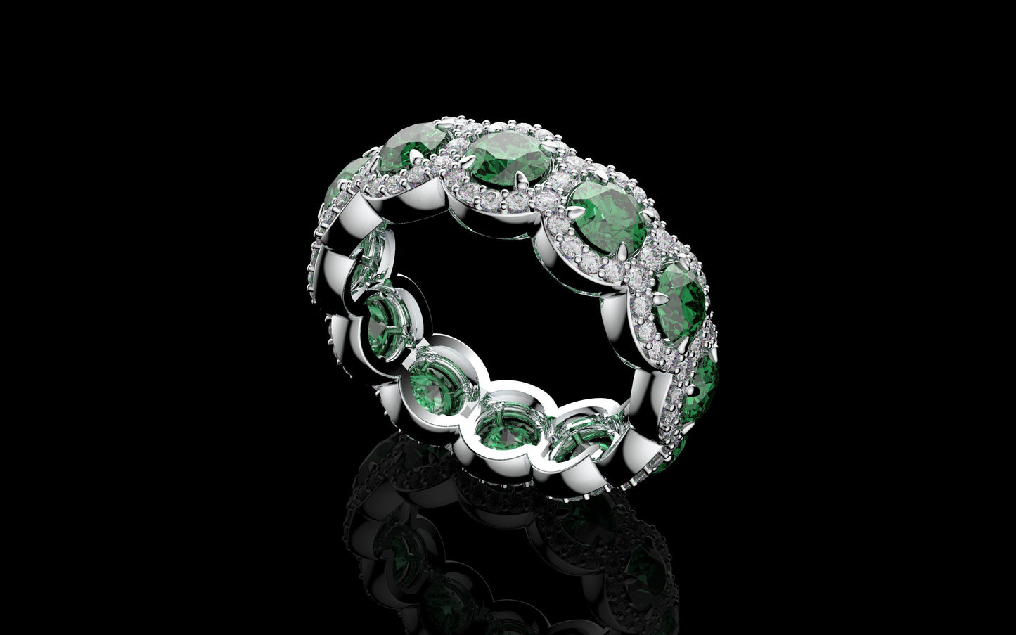 Green Sapphire Diamond Eternity Ring