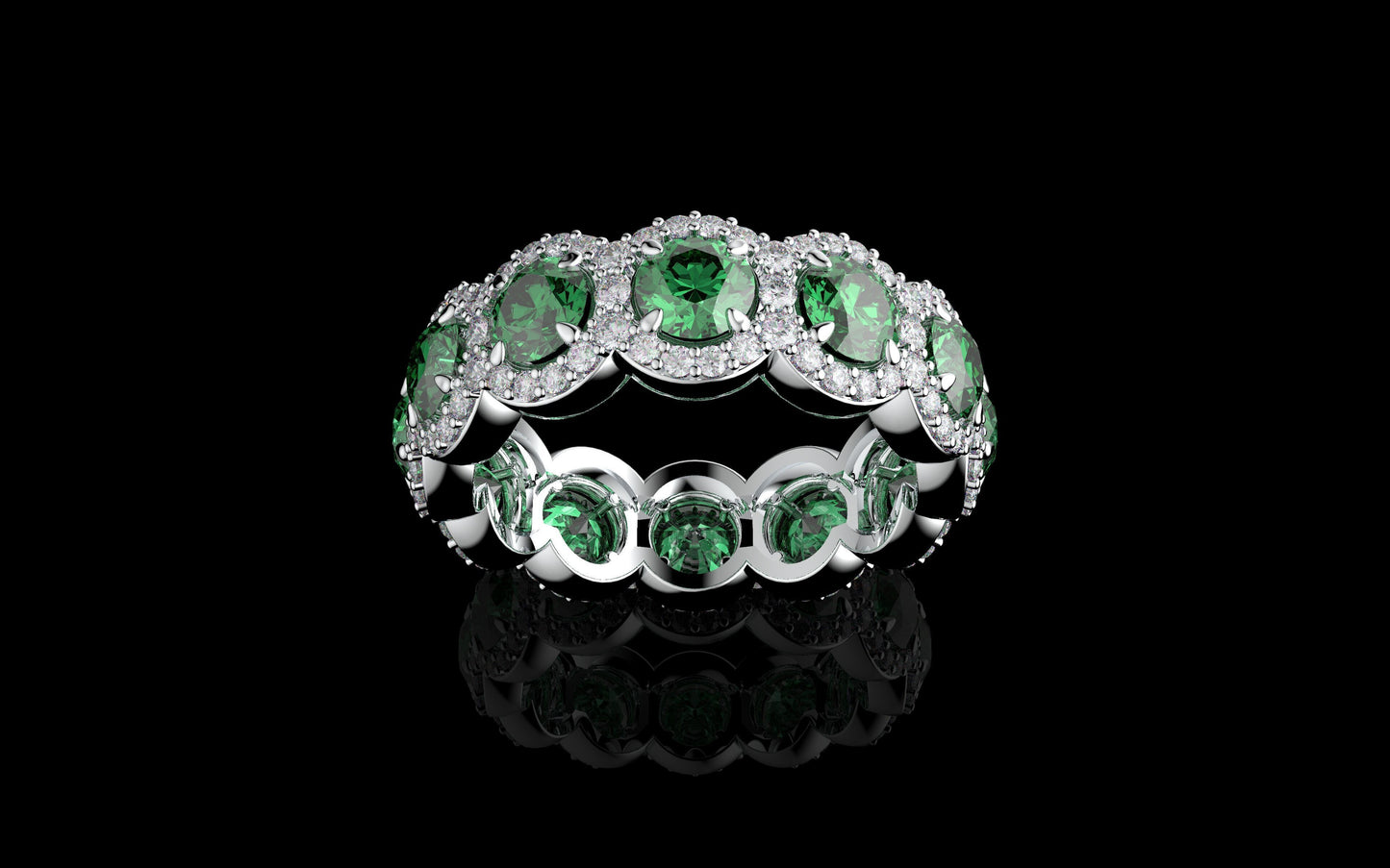 Green Sapphire Diamond Eternity Ring