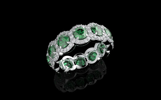 Green Sapphire Diamond Eternity Ring