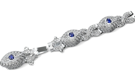 8MM Infinity 10.15 CT Diamond Evil Eye Link Bracelet 14K Solid Gold 7"