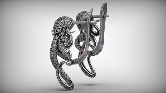 Ocean Octopus Diamond Earrings