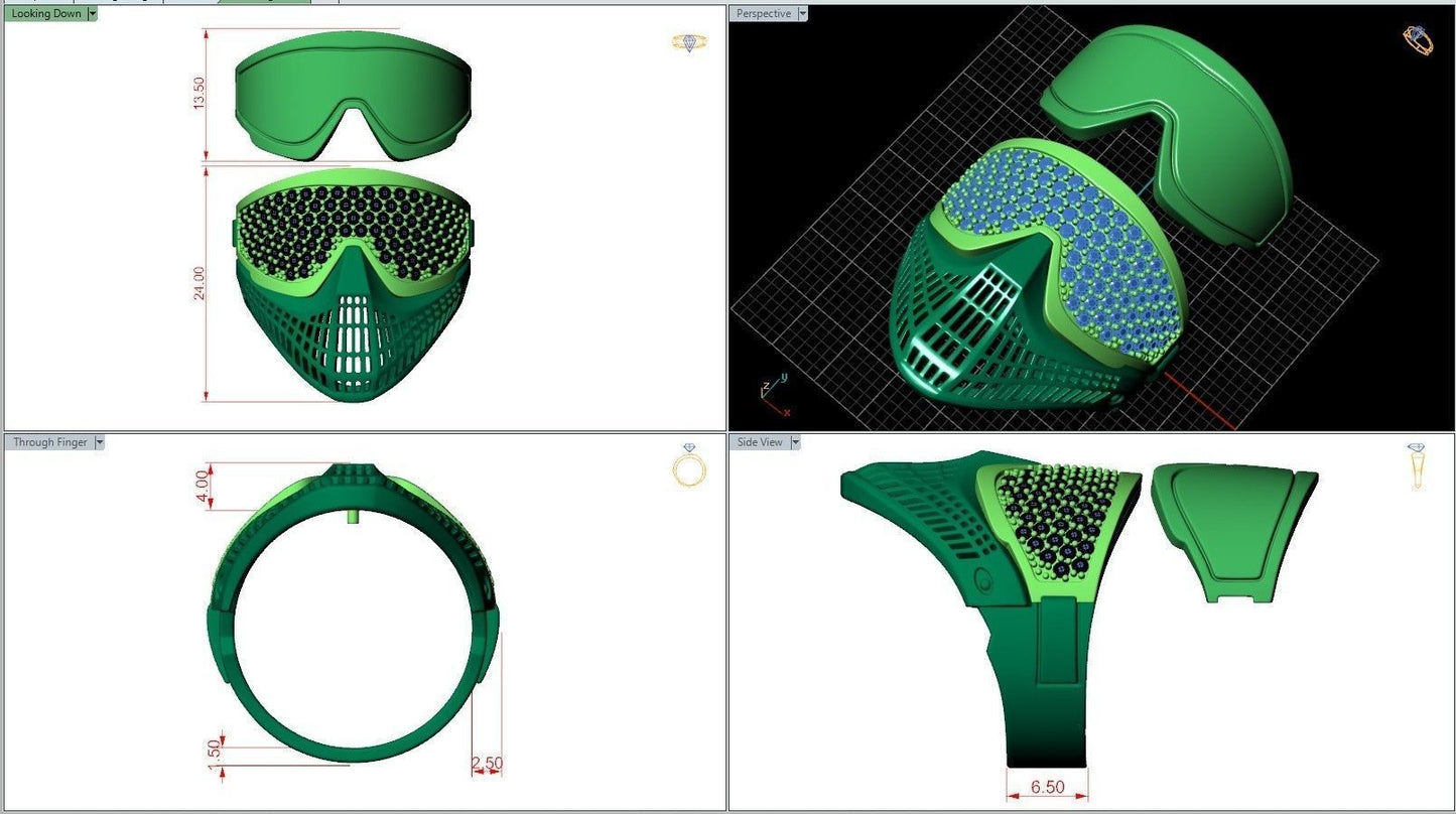 Diamond Paintball Mask Ring