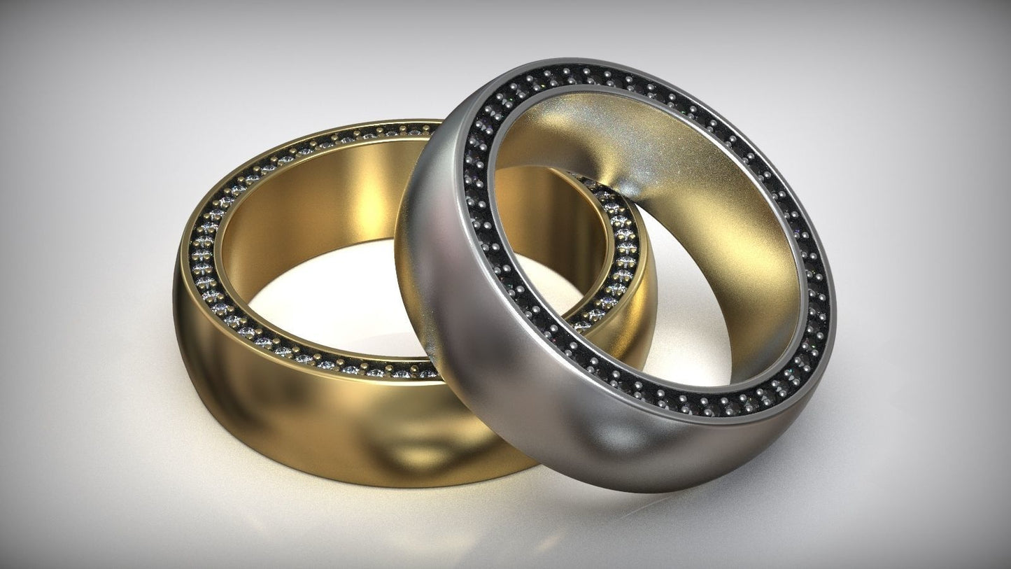 Puffy Side Diamond Wedding Band