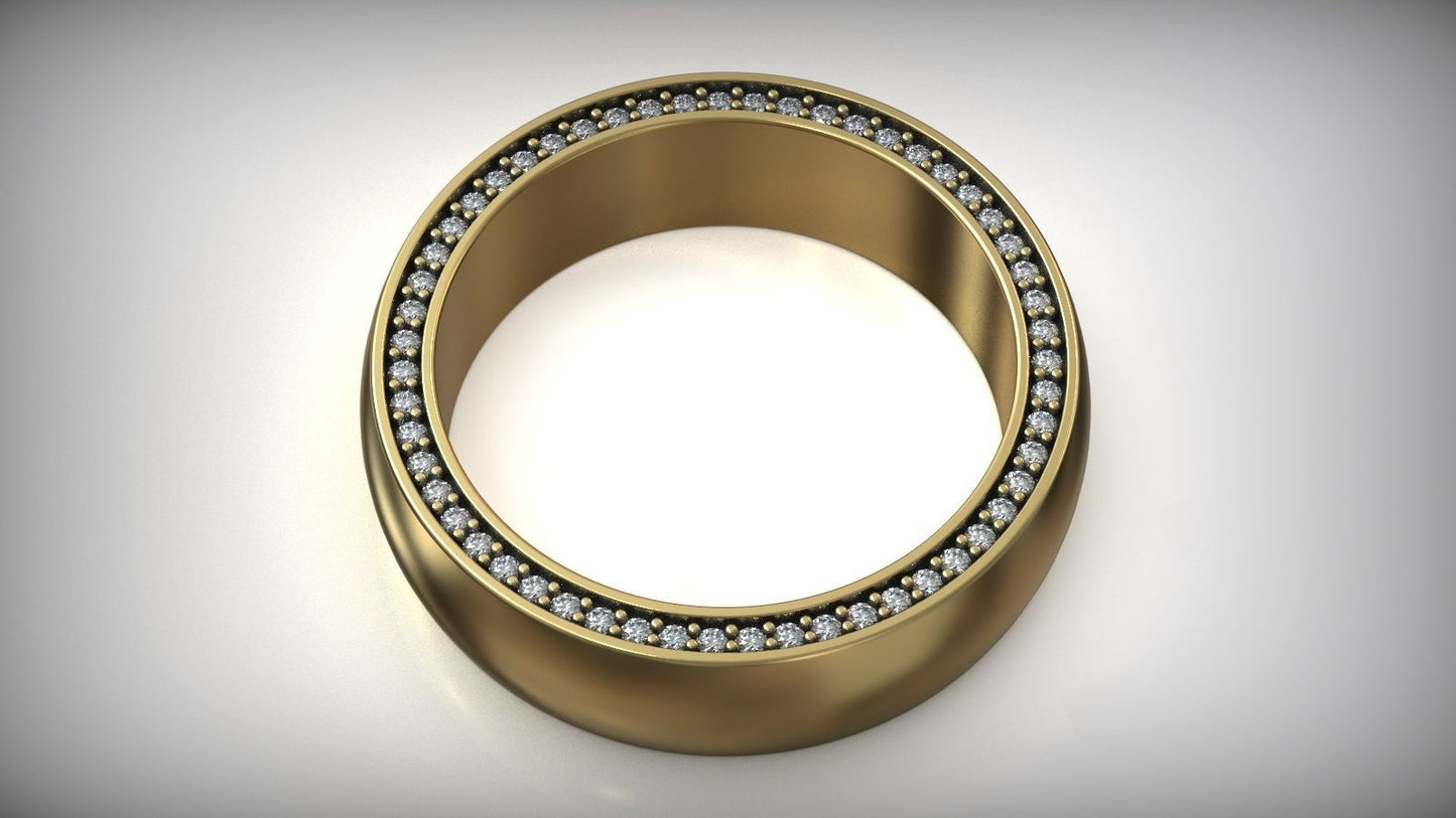 Puffy Side Diamond Wedding Band
