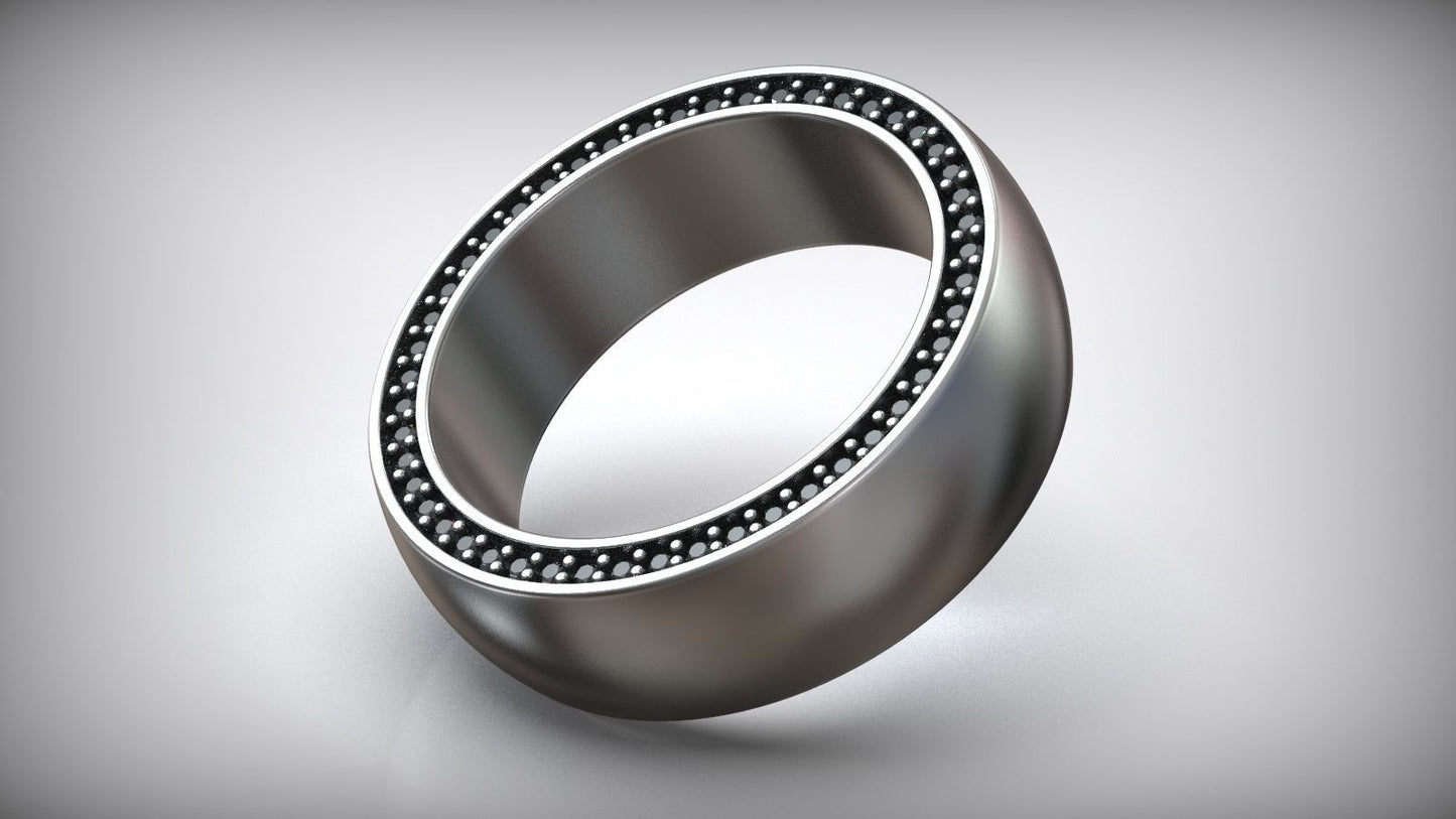 Puffy Side Diamond Wedding Band