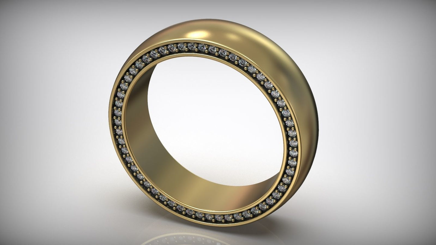 Puffy Side Diamond Wedding Band