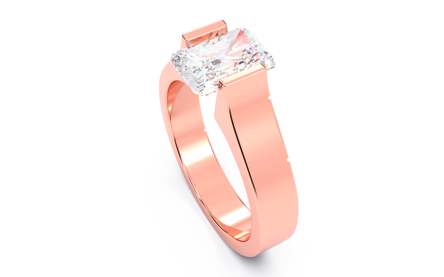 1.5ct Radiant Diamond Tension Setting Solitaire Ring