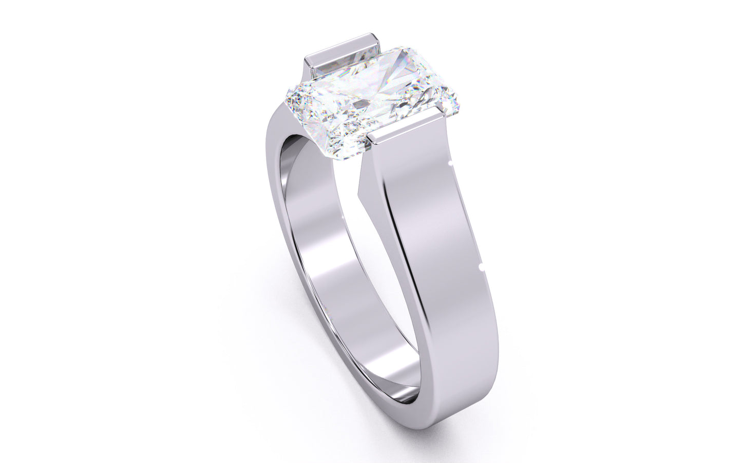 1.5ct Radiant Diamond Tension Setting Solitaire Ring