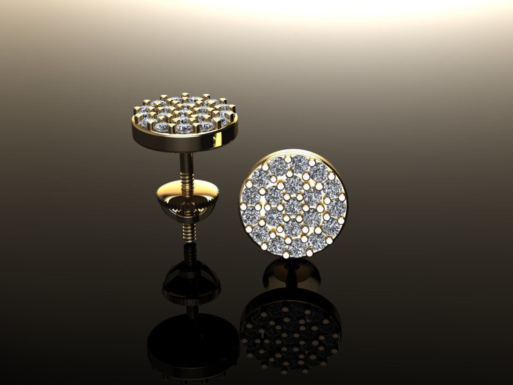 Round Stud Cluster Diamond Earring