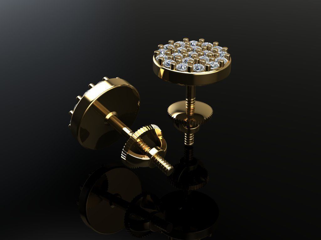 Round Stud Cluster Diamond Earring