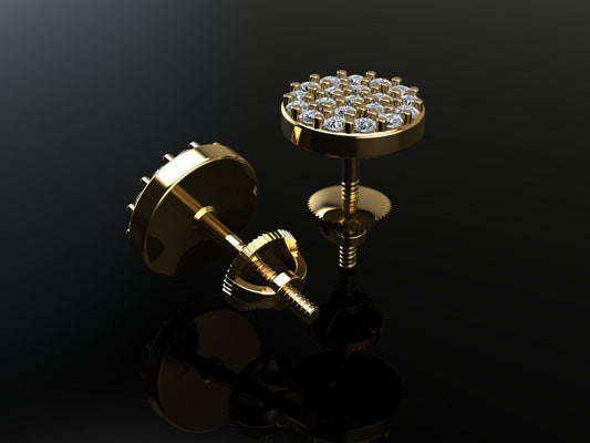 Round Stud Cluster Diamond Earring