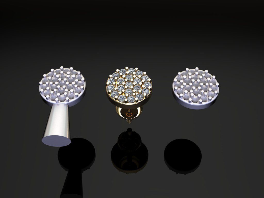 Round Stud Cluster Diamond Earring