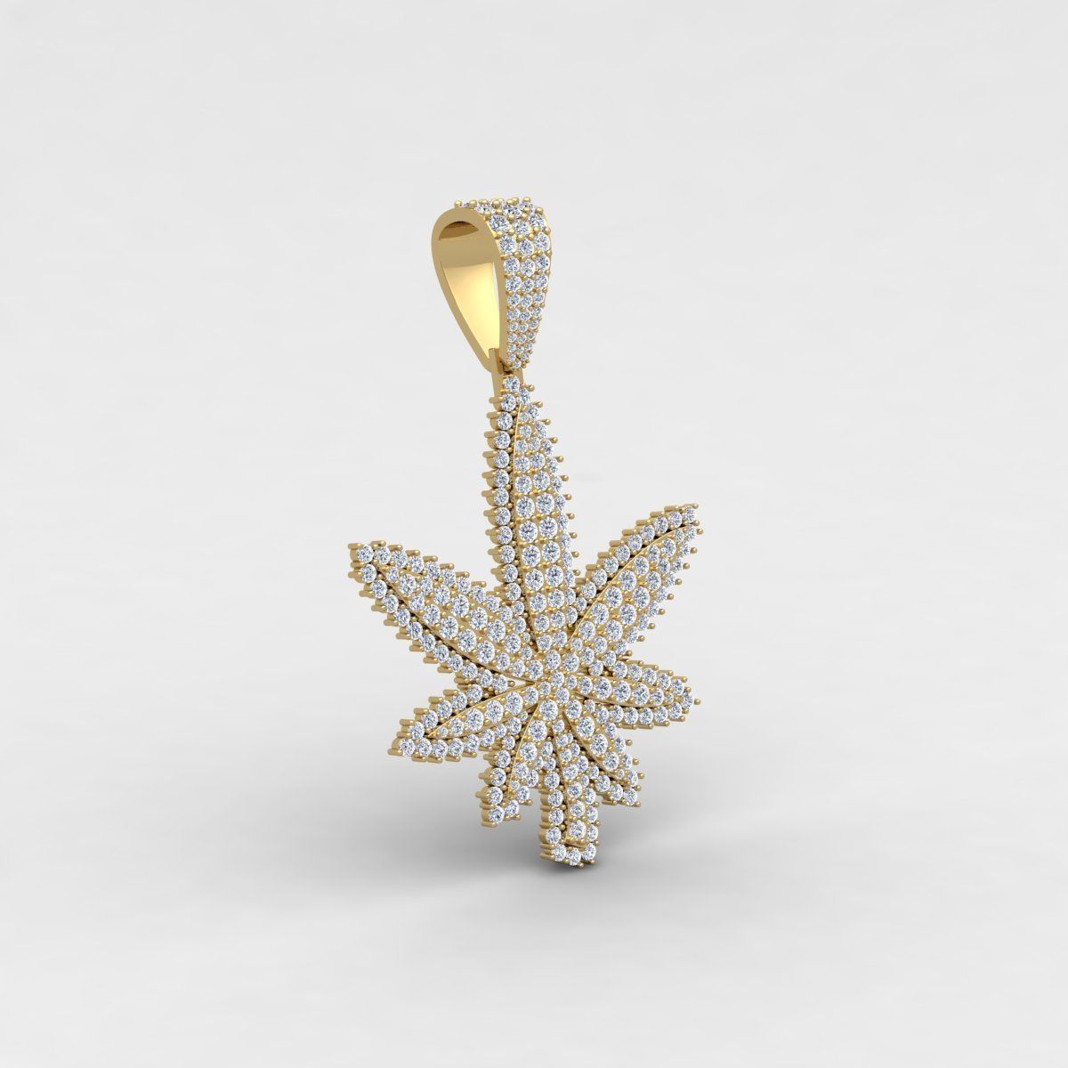 Custom Diamond Marijuana Leaf Pendant